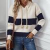 European and American hooded contrast color pullover sweater tops for women autumn and winter loose casual versatile women's sweater tops