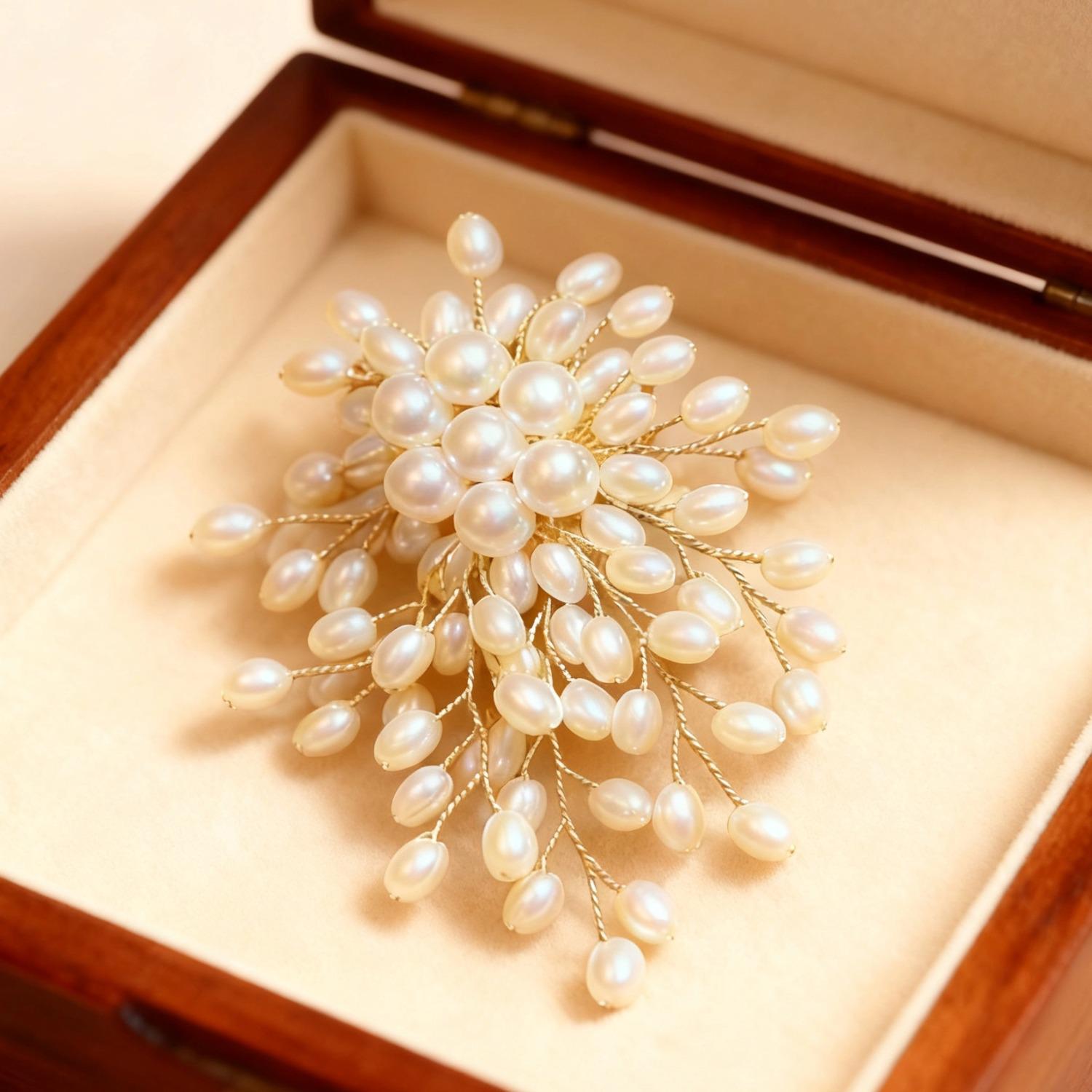 Ручная работа Мики: Брошь с жемчугом: Элегантная Брошь и Аксессуар для DIY в Стиле Легкая Роскошь Standard