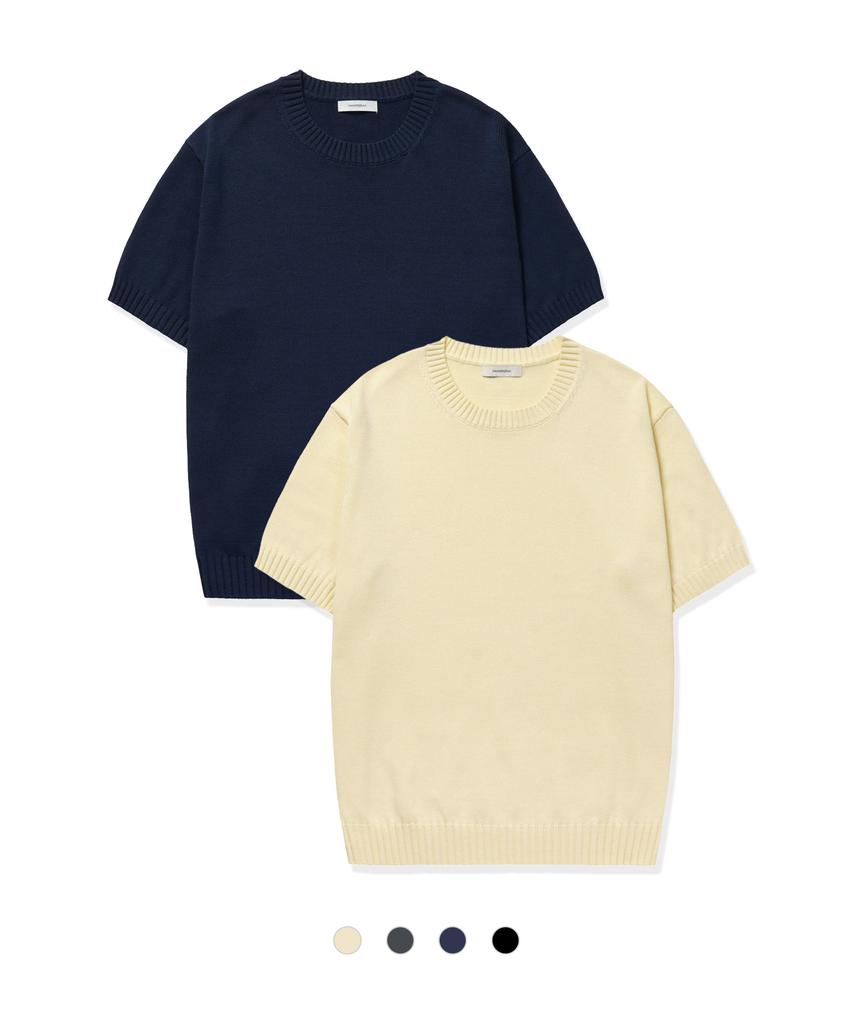 MANNERGRAM 100% Soft Cotton 3-Ply Round Short Sleeve Knit - 4 Colors