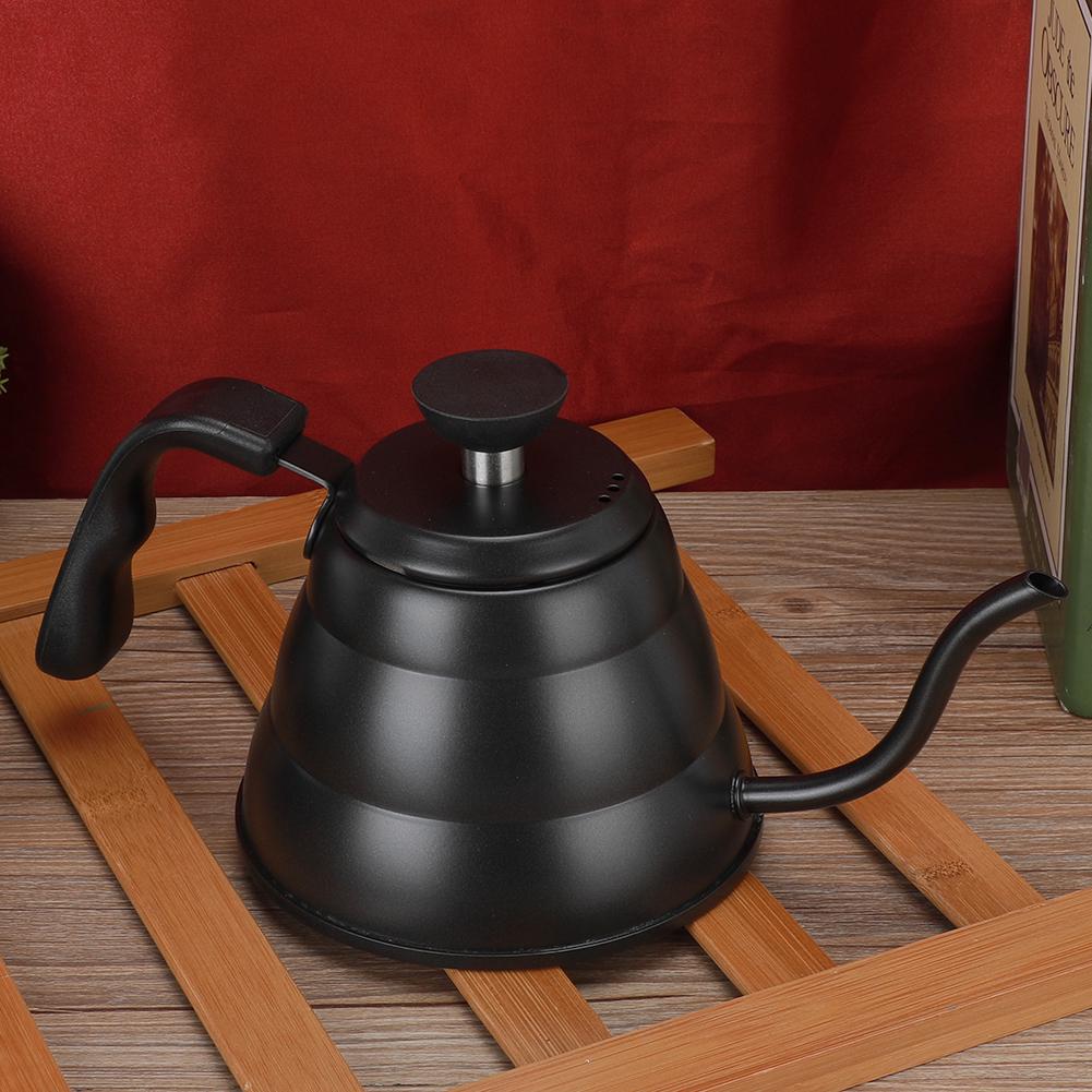 1L Domácí Kuchyň 304 Nerezová Ocel Kávovar Ruční Konvice na Kávu Ruční Konvička na Kávu Černá