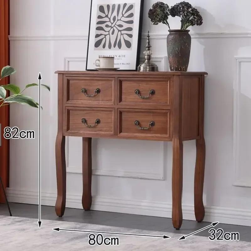 W2557 Retro Solid Wood Console Table for Entrance American Decorative Double Drawer Tables Light Luxury Living Room Table for Ho