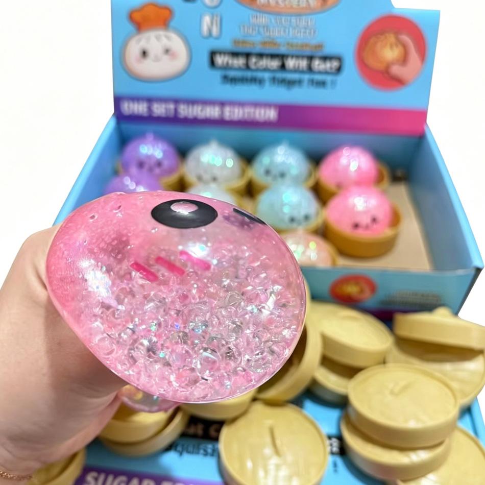 Süßes Teigtaschen-Brötchen-Spielzeug Langsam aufsteigend Glitzernder Stressball Lustiges Teigtaschen-Twist-Spielzeug Stressabbau für den täglichen Gebrauch für Erwachsene Kinder