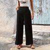 Women’s High Waist Loose Fit Wide Leg Pants Solid Casual Trousers for Office and Everyday Wear Comfy Straight Leg Design