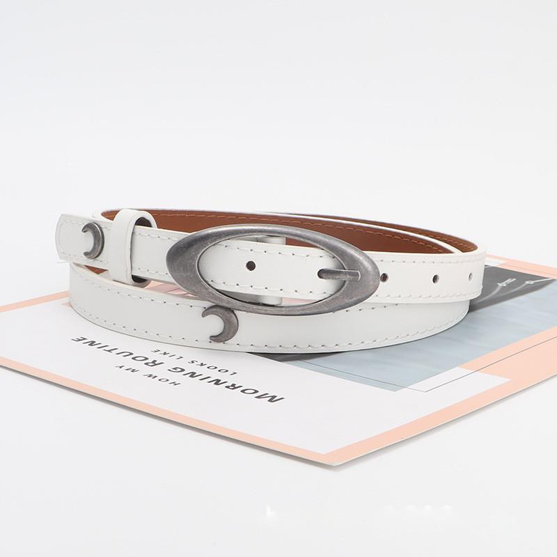 Womens Belt Slim Petite Moon Embellished Versatile Black Leather Accessory