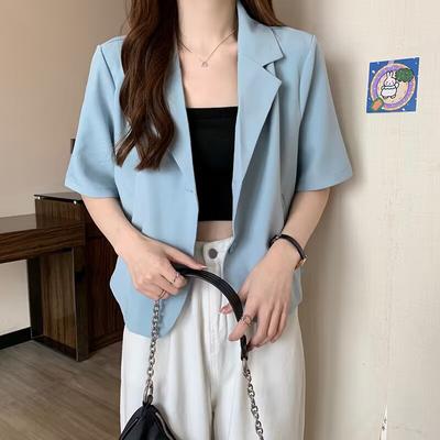 Summer Suit Collar Short-sleeved Shirt Jacket Women's Design Sense Niche Thin Shirt Short Top