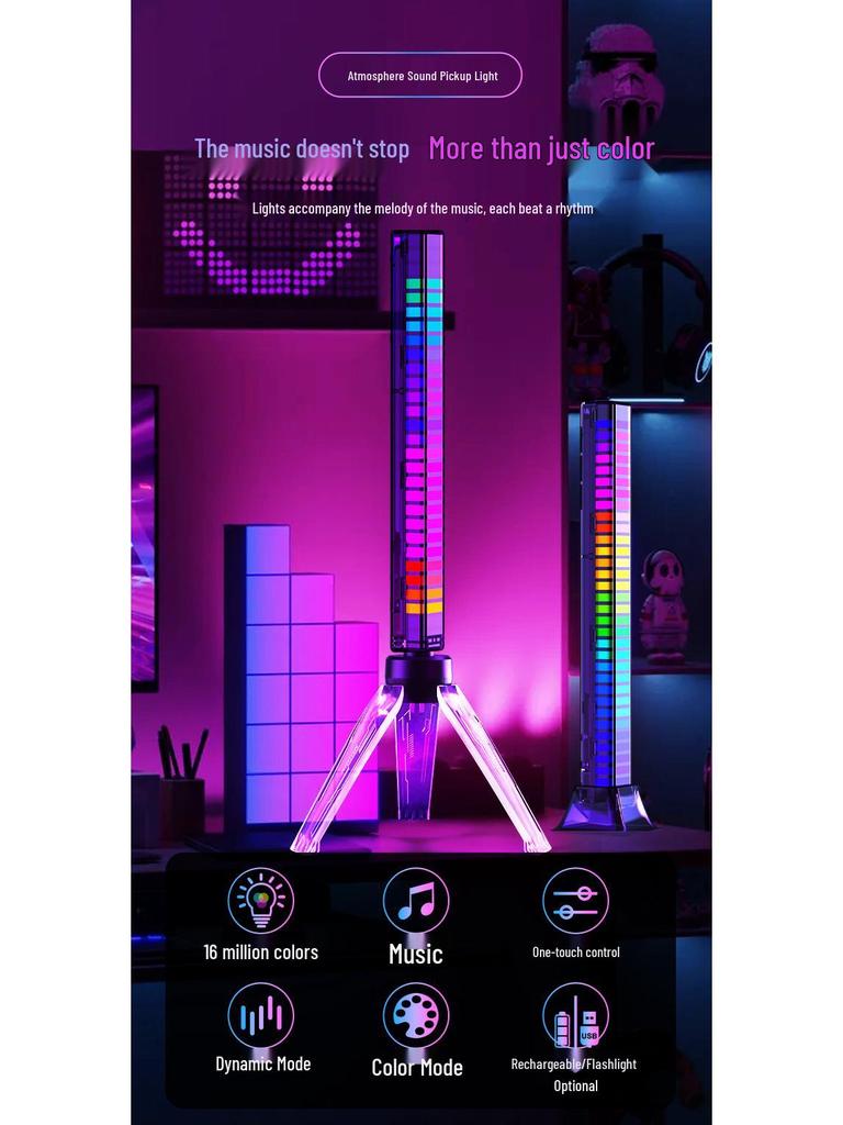 RGB Sound-Sync Rhythm Light: Trendy Colorful Music Atmosphere LED for Car or Desk with Sound Sensor