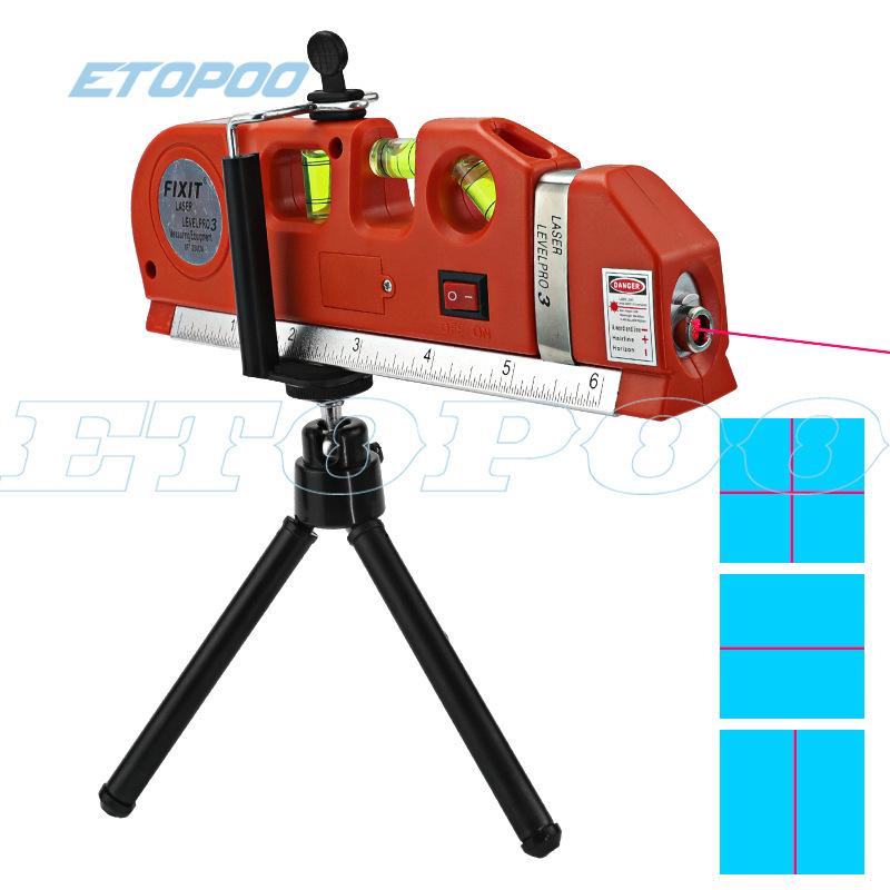 

Laser Leveling Ruler With Tape Measure Multifunctional Infrared Cross Line Right Angle Tool For Home Decoration