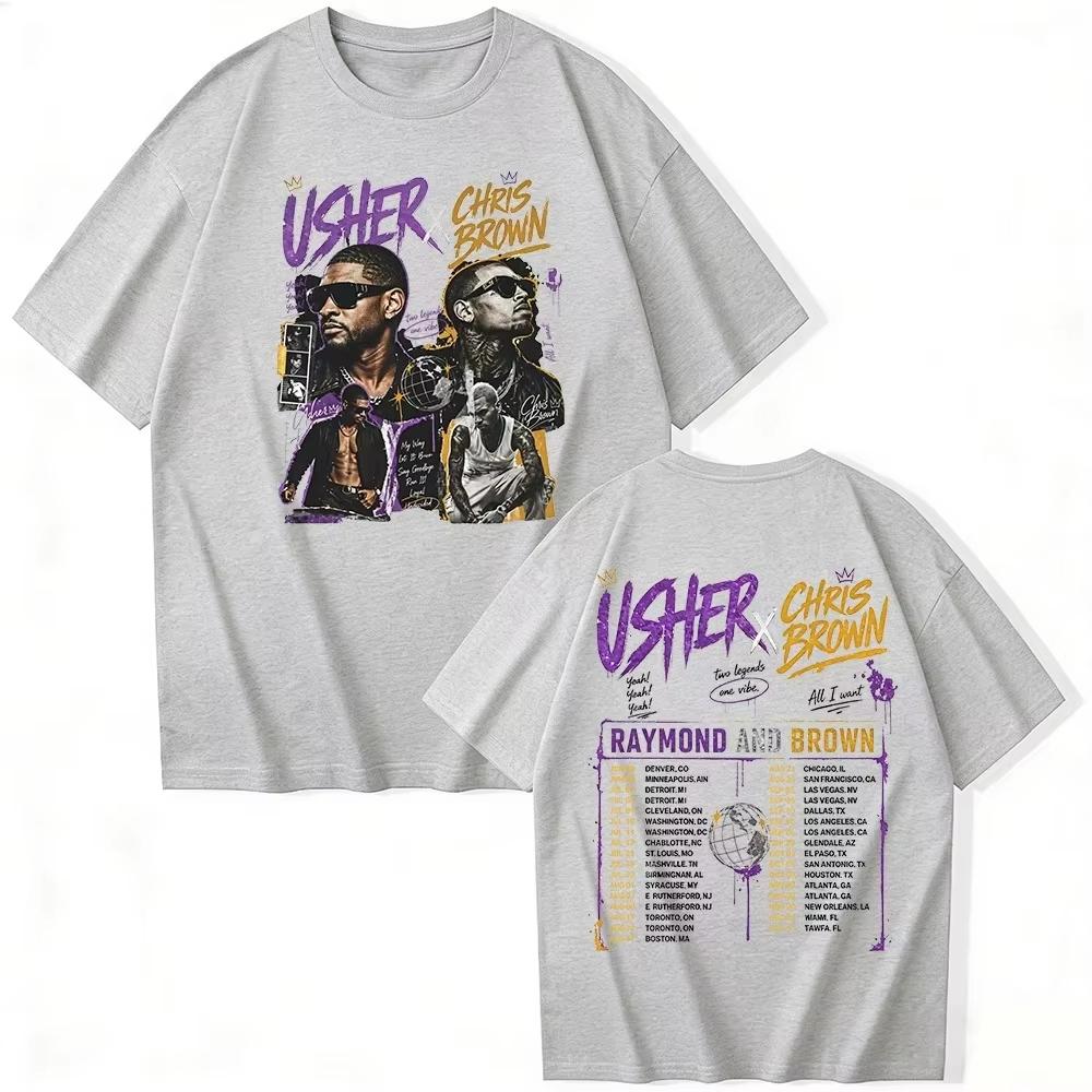 2026 Summer Hot Sale Chris Brown RB Tour DoubleSided Print Unisex Y2K Vintage Hip Hop Casual Oversized Unisex And Unisex TShirt