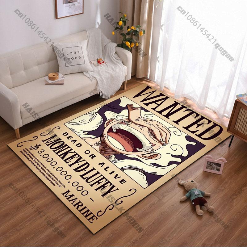 One Piece Luffy Bounty Poster Rug, Suitable for Living Room, Bedroom, and Sofa Decoration, and Can Also Be Used As a Non-slip Play Mat for Children.