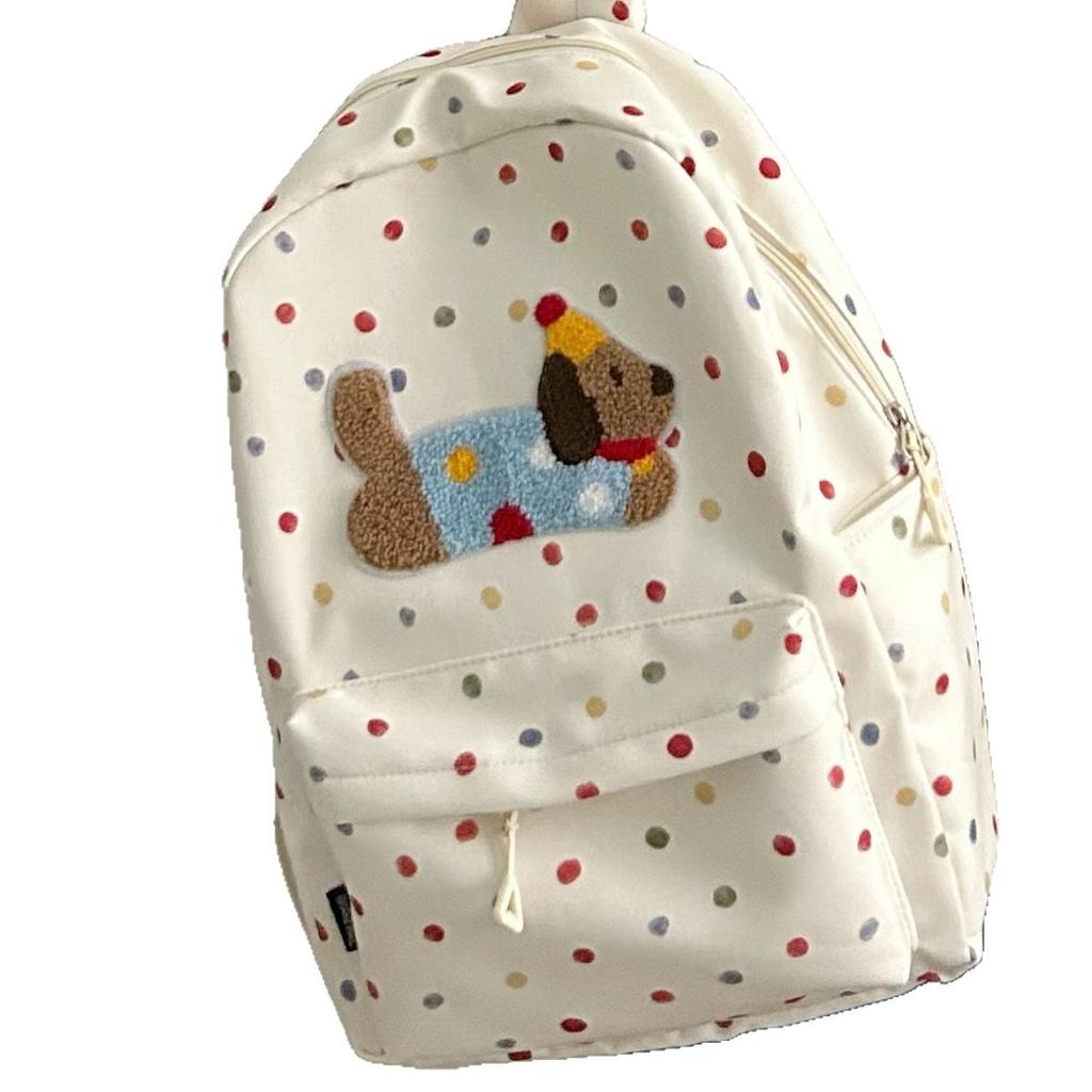 Schoolbag Korean Original Ins Cartoon Cute Dachshund Backpack Casual Polka Dot Student Schoolbag Large Capacity Backpack Female