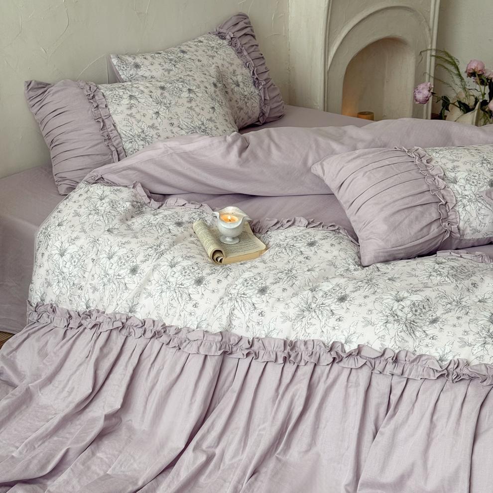 2026 Spring/Summer French Pure Cotton Double-Layer Gauze Lace Bedding Set