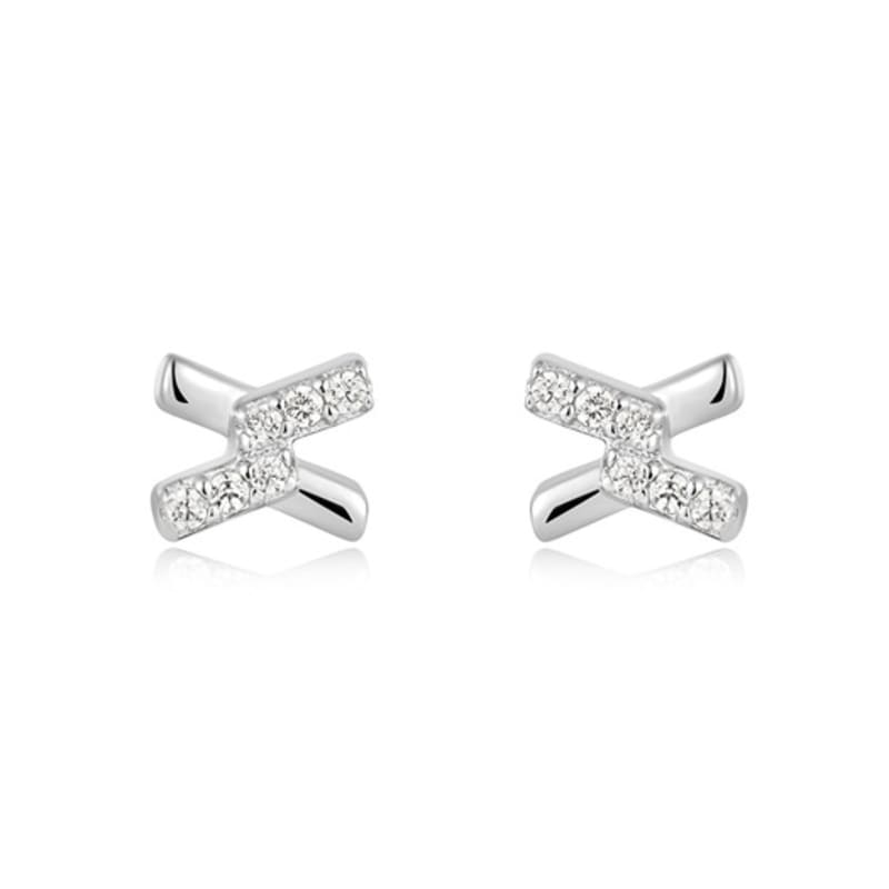 ANIA HAIE Silver Cross Cubic Zirconia Stud 925 Silver Earrings E061-01H