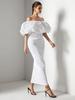 Elegant European Style One-Shoulder Long White Bodycon Dress for Women