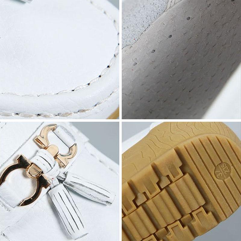 WTEMPO Soft Leather Women's Single Shoes Comfortable Flat Heel Soft Sole Tassel Metal Decoration Fashion Versatile Casual Shoes Dropshipping Wholesale