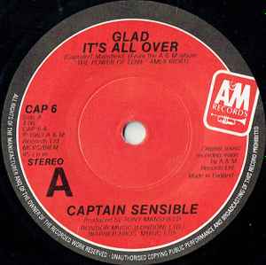 

7inch Record CAPTAIN SENSIBLE - Glad It s All Over / Damned On 45 CAP6 A&M Records 1984 UK Dance & Electronica Used