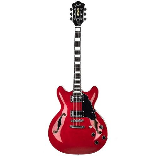 GROTE Full Scale Electric Guitar Semi-Hollow Body Guitar Bone Nut (Red)