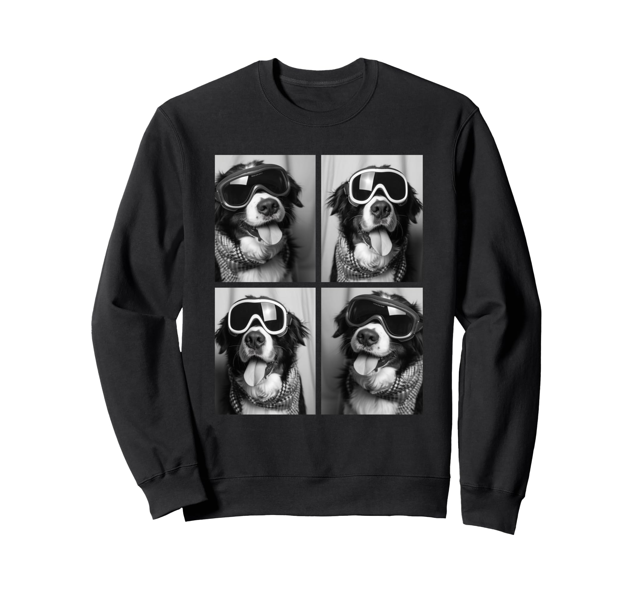 

Cute Bernese Dog Winter Animal Photo Booth Sweatshirt with Snow Goggles чёрный