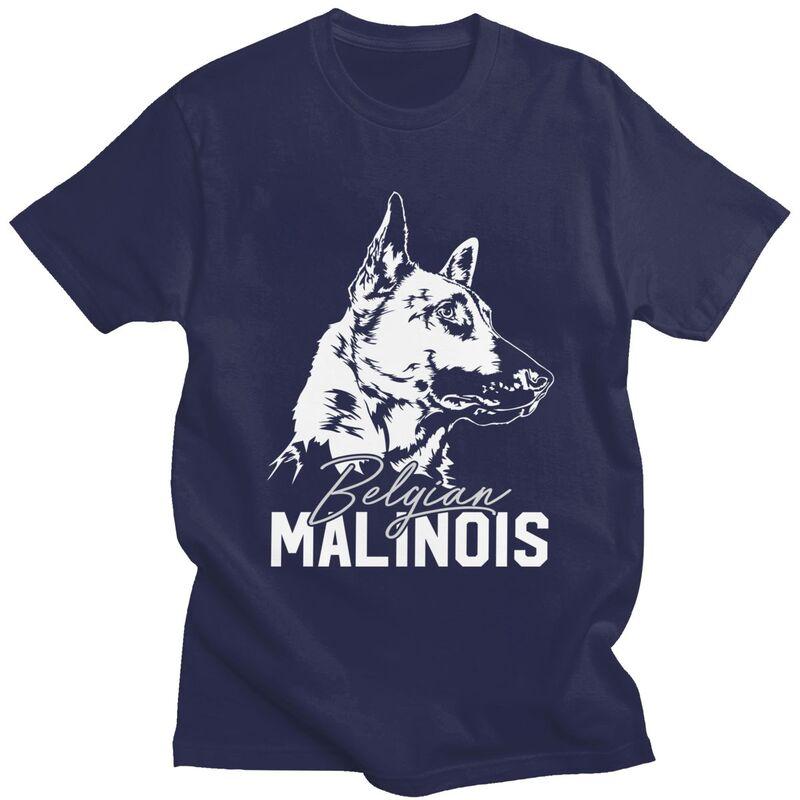 Custom Male Belgian Malinois Dog T Shirts Short Sleeves Cotton Tshirt Casual Mechelaar Shepherd Dog Tee Slim Fit Clothes