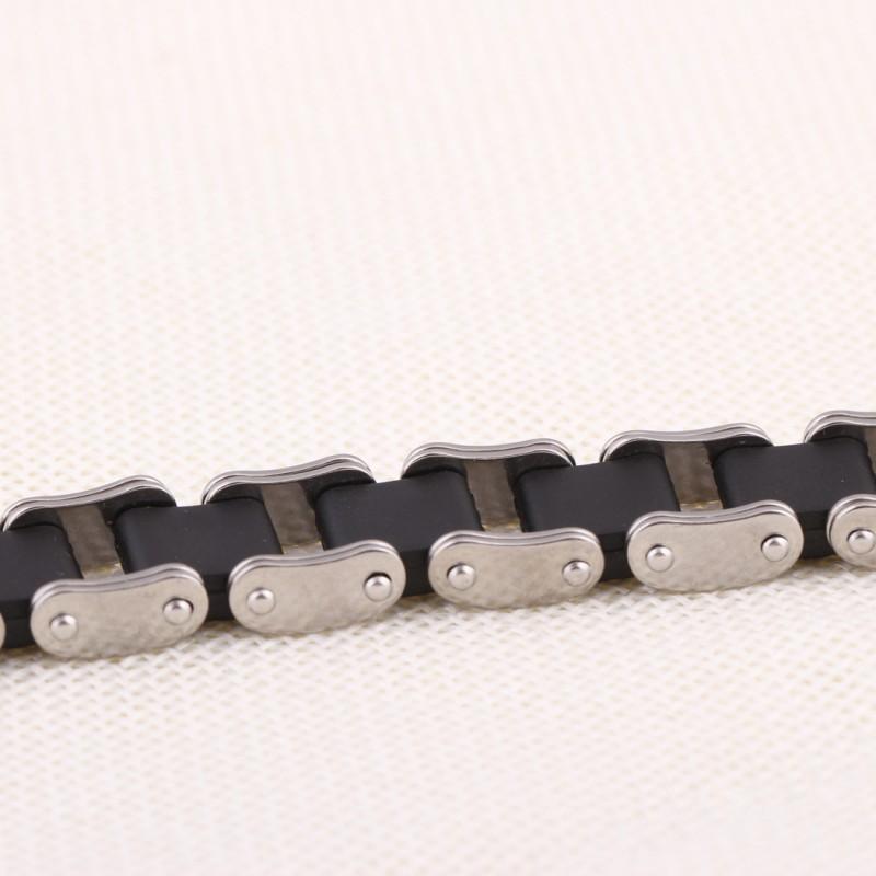 Stainless Steel Silicone Cycling Bracelet With Chain Design Men Women Unisex Titanium Wave Minimalist Geometric