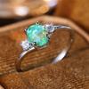 Cute Female Green Opal Round Stone Ring Silver Color Wedding Jewelry Promise Engagement Rings For Women
