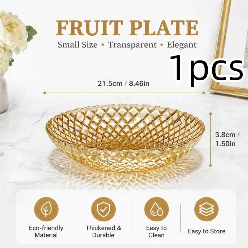 1Pcs Exquisite Flower Shaped Transparent Fruit Plate Plastic Dessert Salad Tray Light Luxury Household Snack Plate