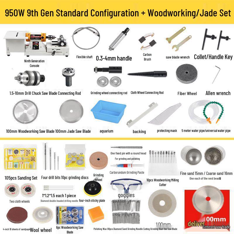 Multi-Functional Electric Bench Grinder: Jade, Woodworking Polisher, Engraver, Cutter, Drill.