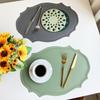 Leather Placemat Tableware Pad Irregular Retro Table Mat Heat Insulation Waterproof and Oil-proof Home Dining PVC Plate Mat