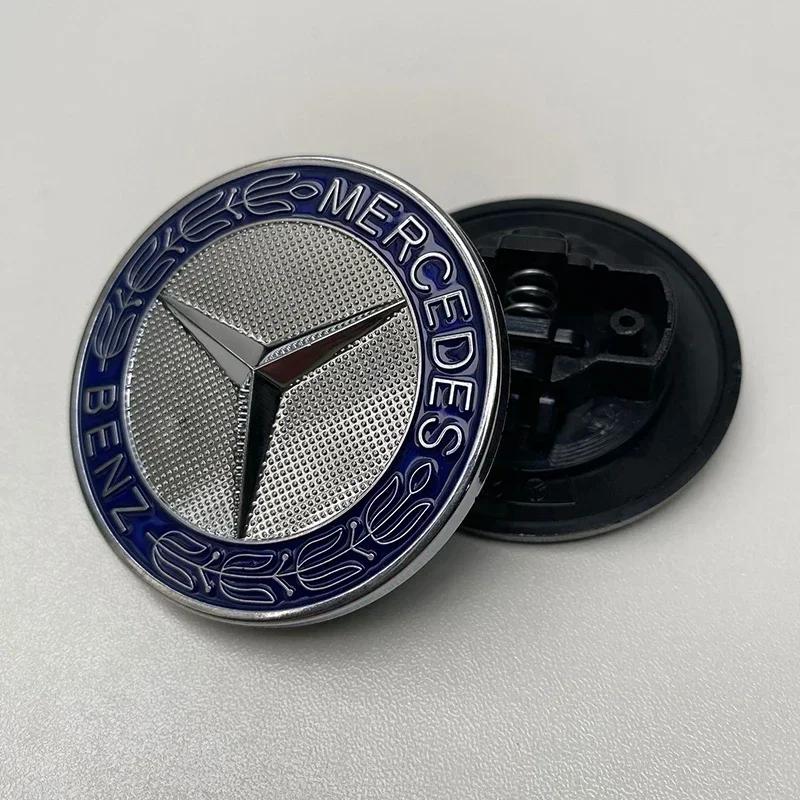 

C200 E200 New For Mercedes Benz 57mm ABS New Blue Black Car Front Hood Star Logo Cover Bonnet Emblem Badge For Mercedes Benz AM