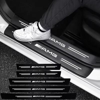 2026 Car Door Sill Scuff Plate Decor Carbon Fiber Stickers For Mercedes Benz AMG A B C W203 W204 C260 E300L A200L GLC300 CLA