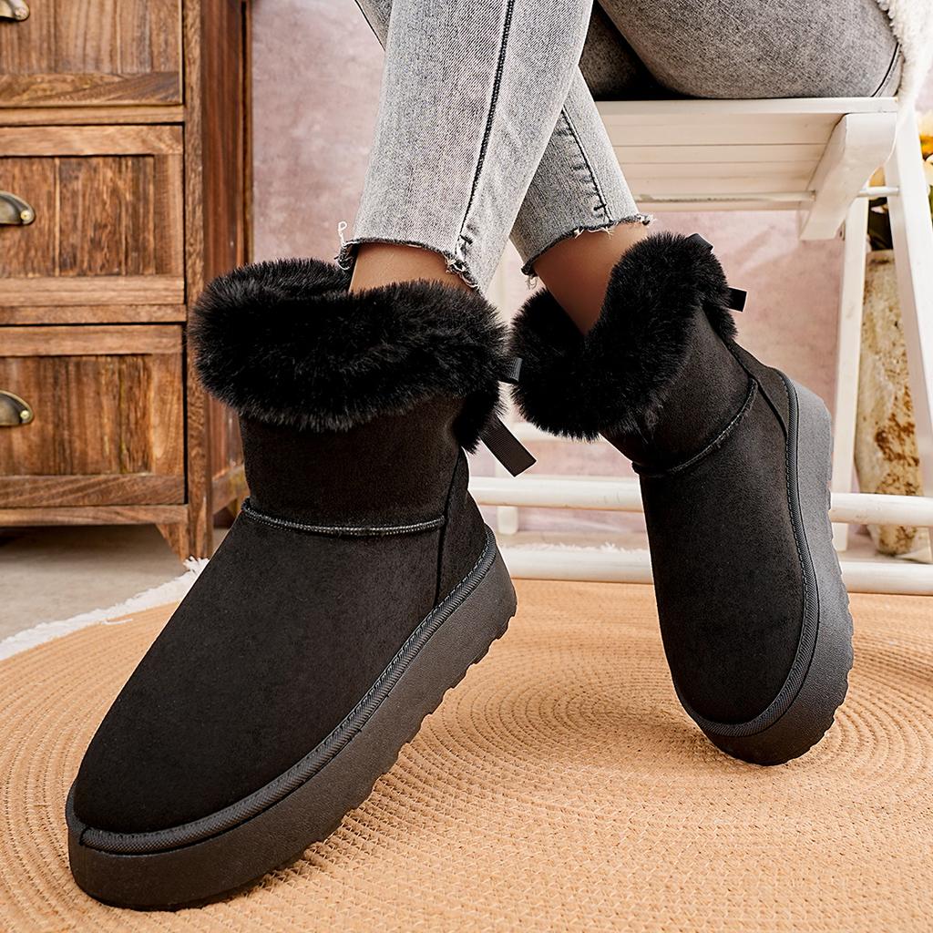 Fashion Women Boots Large Size Casual Fashionable Ankle Booties Comfortable Round Toe Slip-On Snow Boots Outdoor Luxury Women Shoes