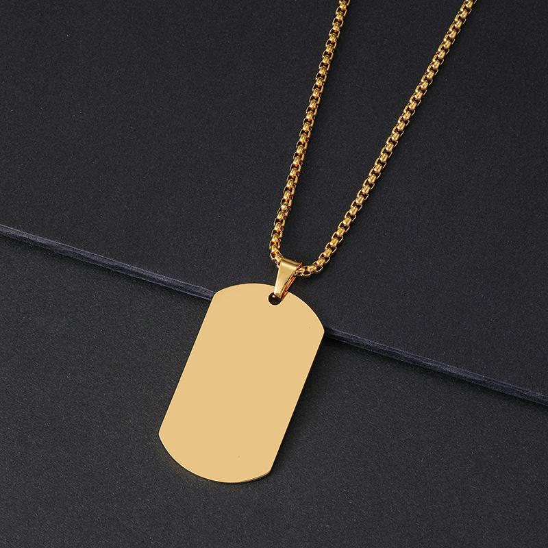 Mens High Polishing Stainless Steel Dog Tag Pendant Necklace