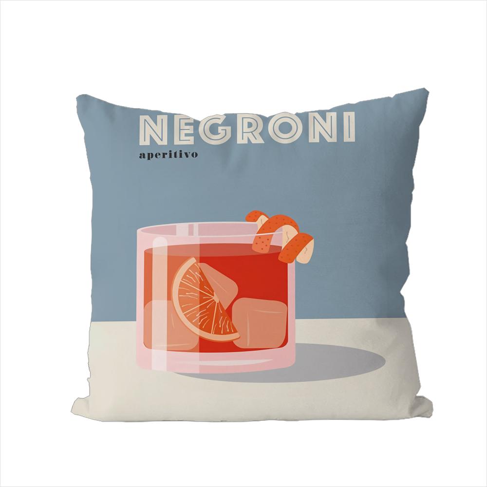 Negroni Cocktail Pillow Case For Car Sofa Decorative Home Doublesided Print Plush Square Throw Pillow Cushion Cover