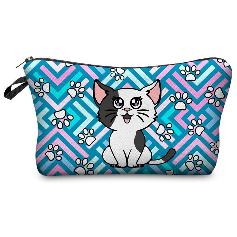 Women Cat Print Cosmetic Bag Toiletries Organize Travel Storage Case  6427