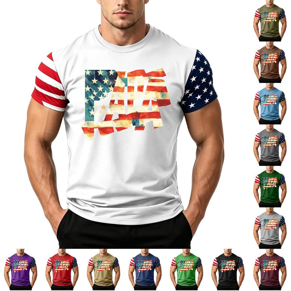Men's Loose Fit Short Sleeve T Shirt American Flag Print Casual Summer Daily Wear Father's Day Independence Day Top