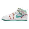 Air Jordan 1 Mid SE PS Multi Knit Kids Sneakers White Washed-Teal Rush-Pink DM9648-100