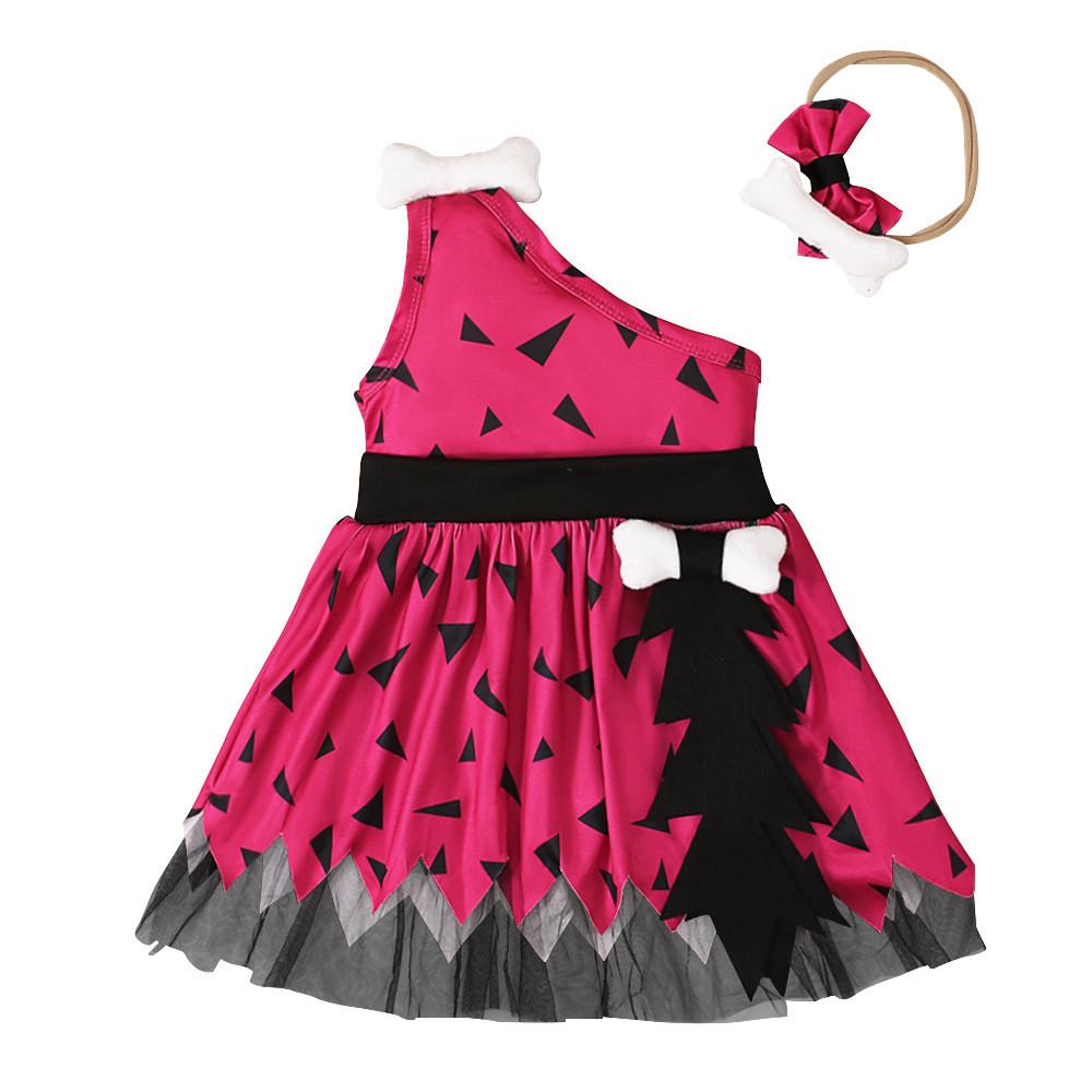 Sleeveless Croods The Mesh Dress With Hair Band Cosplay Costume Halloween Party