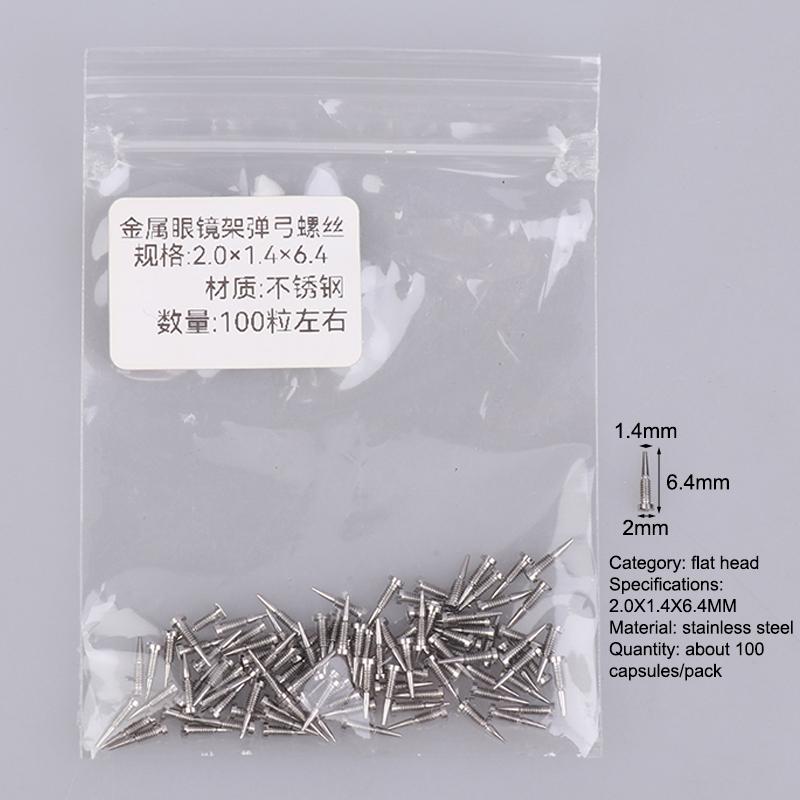 

100Pcs Glasses Spring Hinge Screws Optical Eyewear Accessories Pointed End Self Aligning Screw Repair Supplies