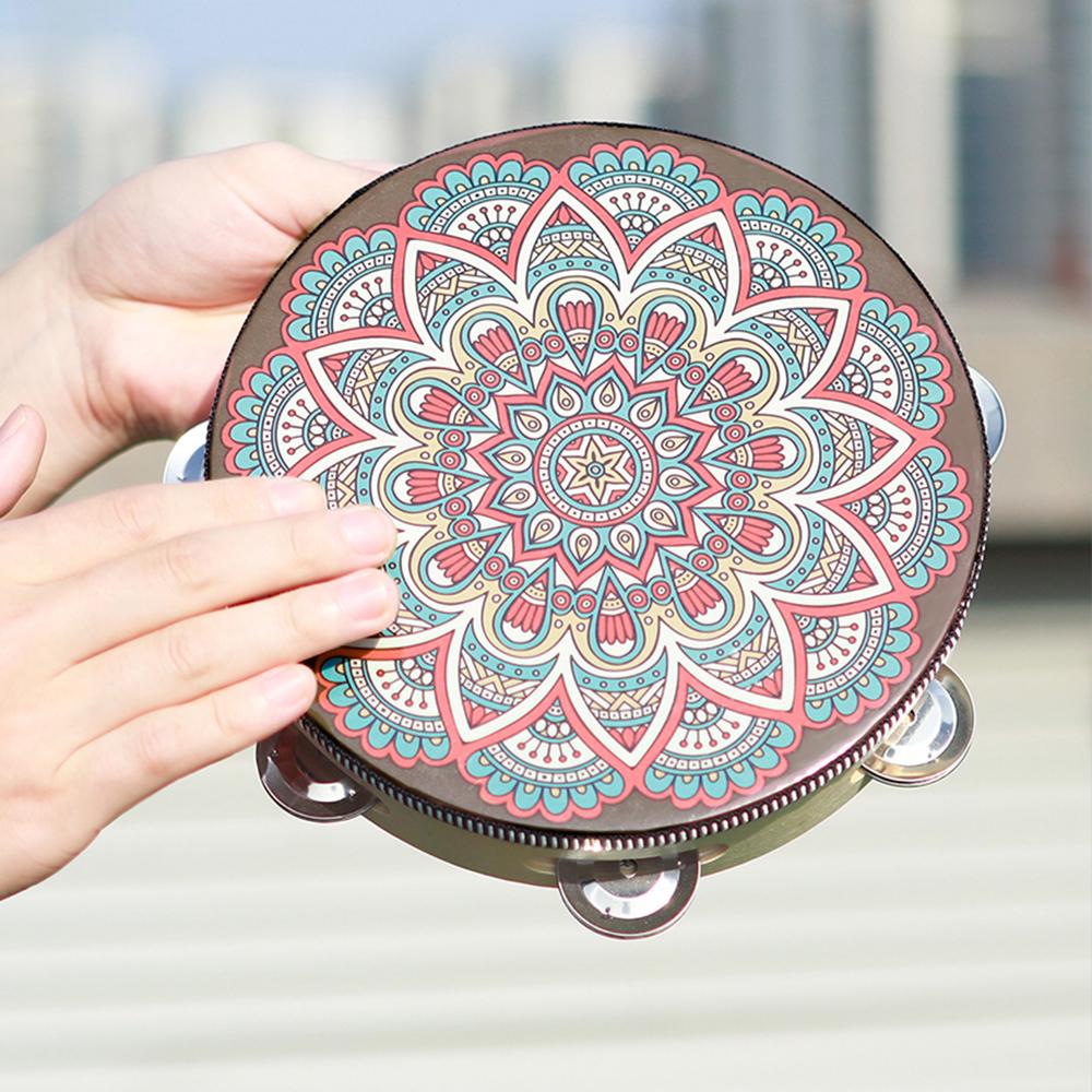 IRIN 8 Inch Tambourine Handbell Hand Drum Colourful Wooden Tambourine For Dance Concerts Percussion Muscial Instrument Parts