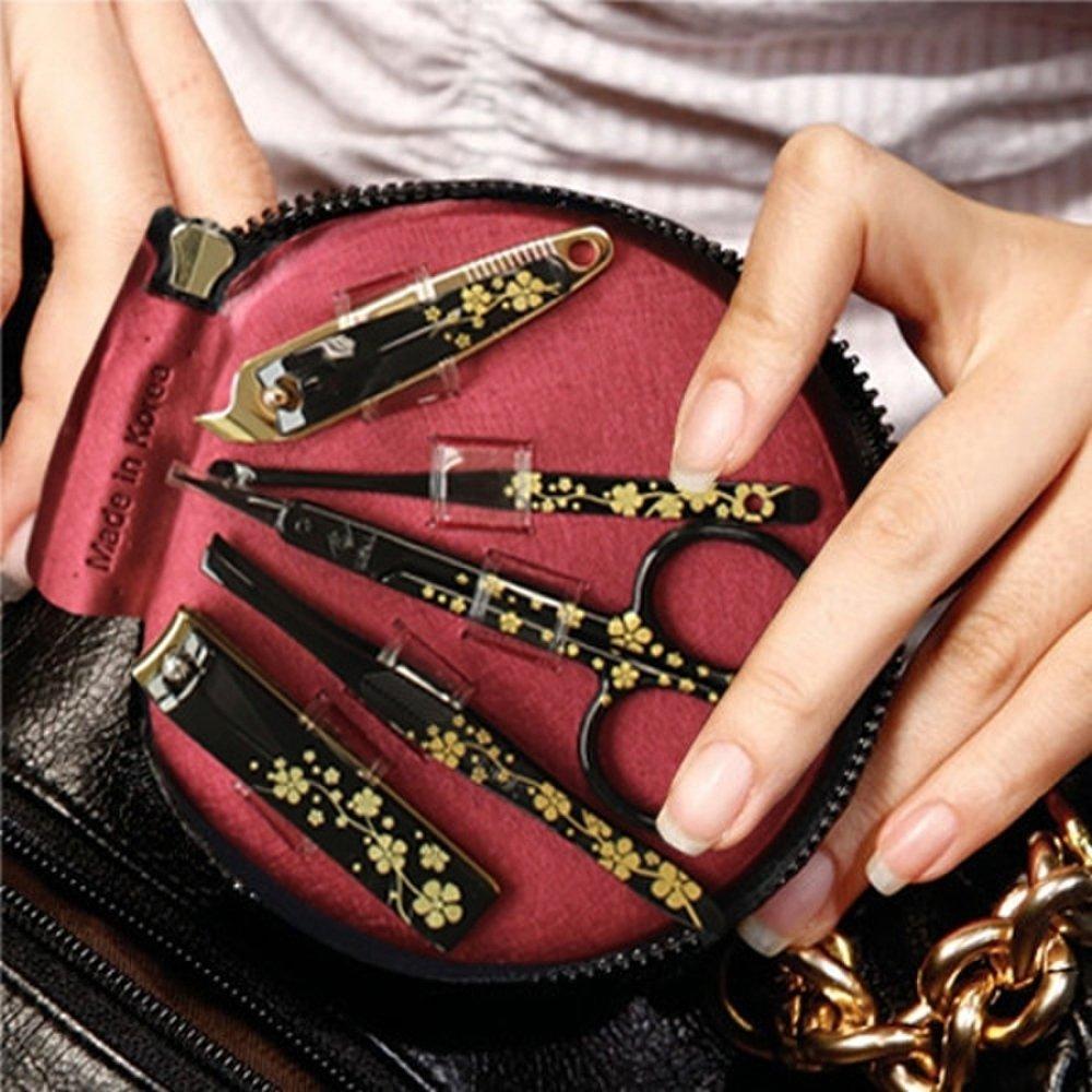 

TO Bell Metal BM-980A Black Round 5P Nail Clipper Set