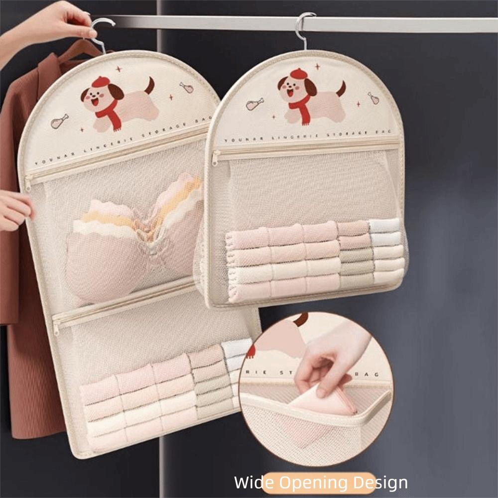 Cartoon Socks Storage Hanging Bag 1/2/3 Layer Hanging Mesh Bag Clothing Storage Bags  Dormitory