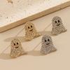 2pcs Vintage-Inspired Cute Metal Ghost Earrings with Sparkling Rhinestones - Perfect for Halloween,Graduation,and Party Fun