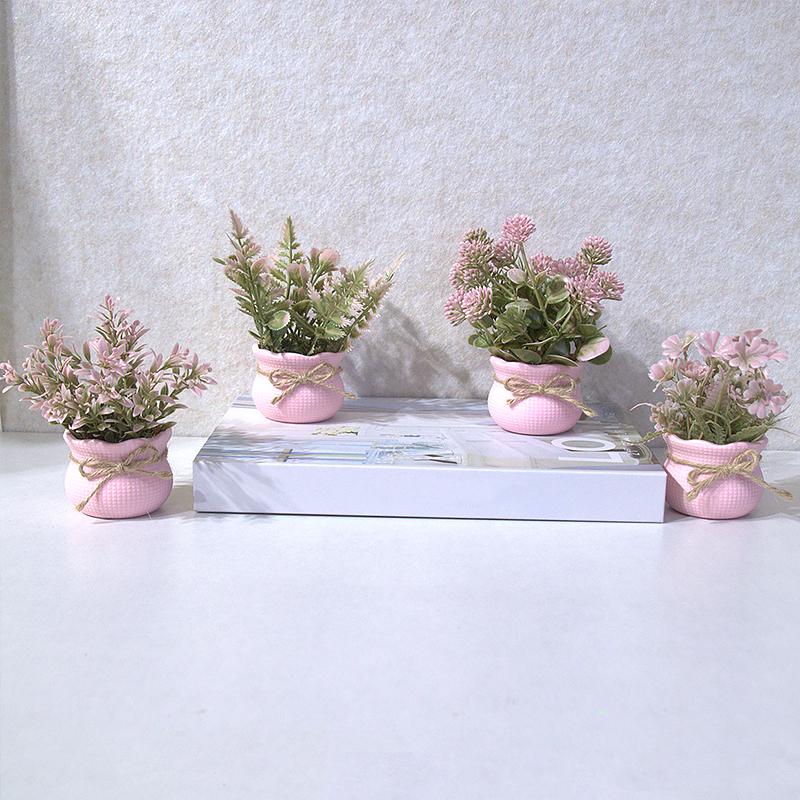 1/4 Stück Simulierte Topfpflanzen Niedliches Phalaenopsis-Design Bürodekor Rosa Thema Geschenk Mini Party 13cm