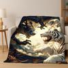 Tiger, Beast Wildlife Cartoon Flannel Blanket Soft Warm Throw Blanket for Bedroom Living Room Bed Travel Camping Picnic Gift