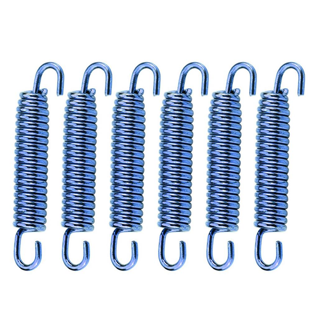 6pcs Stainless Steel Muffler Exhaust Pipe Spring Hooks for Motorcycle Scooter ATV Blue