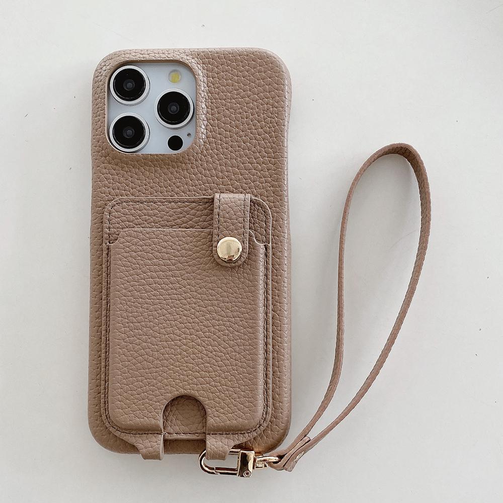 Wrist Strap Cards Pocket Leather Cellphone Cover for Samsung S25 Ultra S24 PU Wallet Android Phone Case for iPhone 16 15 14 12