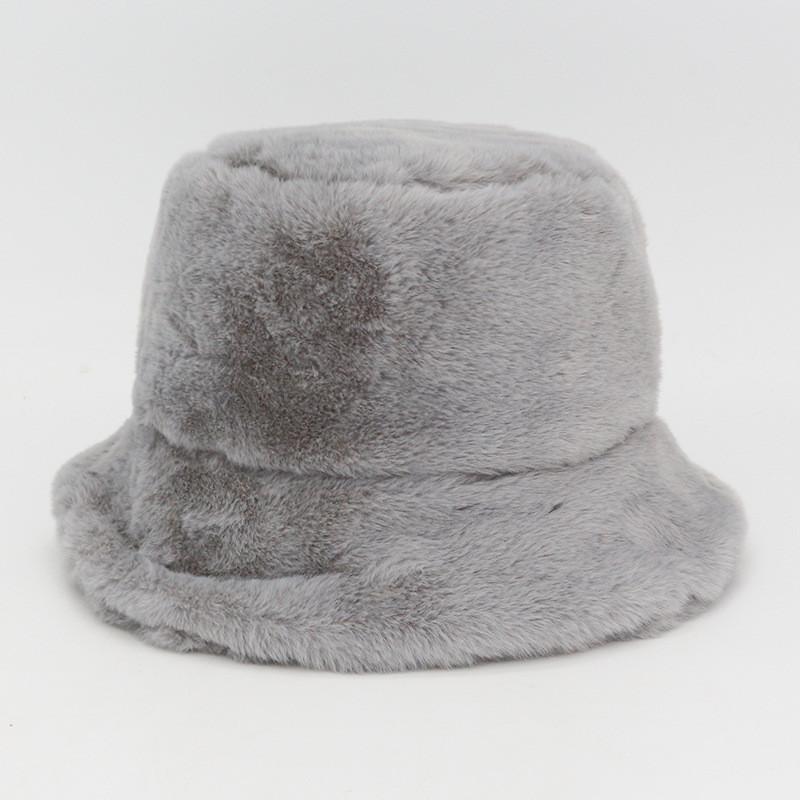 Womens Lamb Velvet Basin Hat Extrathickened Furry Solid Color Warm Winter