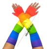 Fashion Stretch Rainbow Long Gloves Fringe Costume Rainbow Tassel Gloves Parade Fashion Colorful Mittens Pride Month
