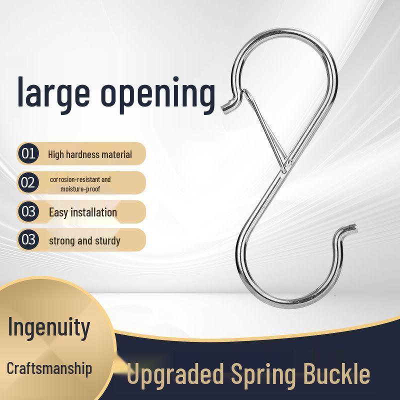 Windproof Stainless Steel S-Hook: Anti-Drop, Multi-Functional Kitchen Hanging Hook Large, Silver, 1 Piece