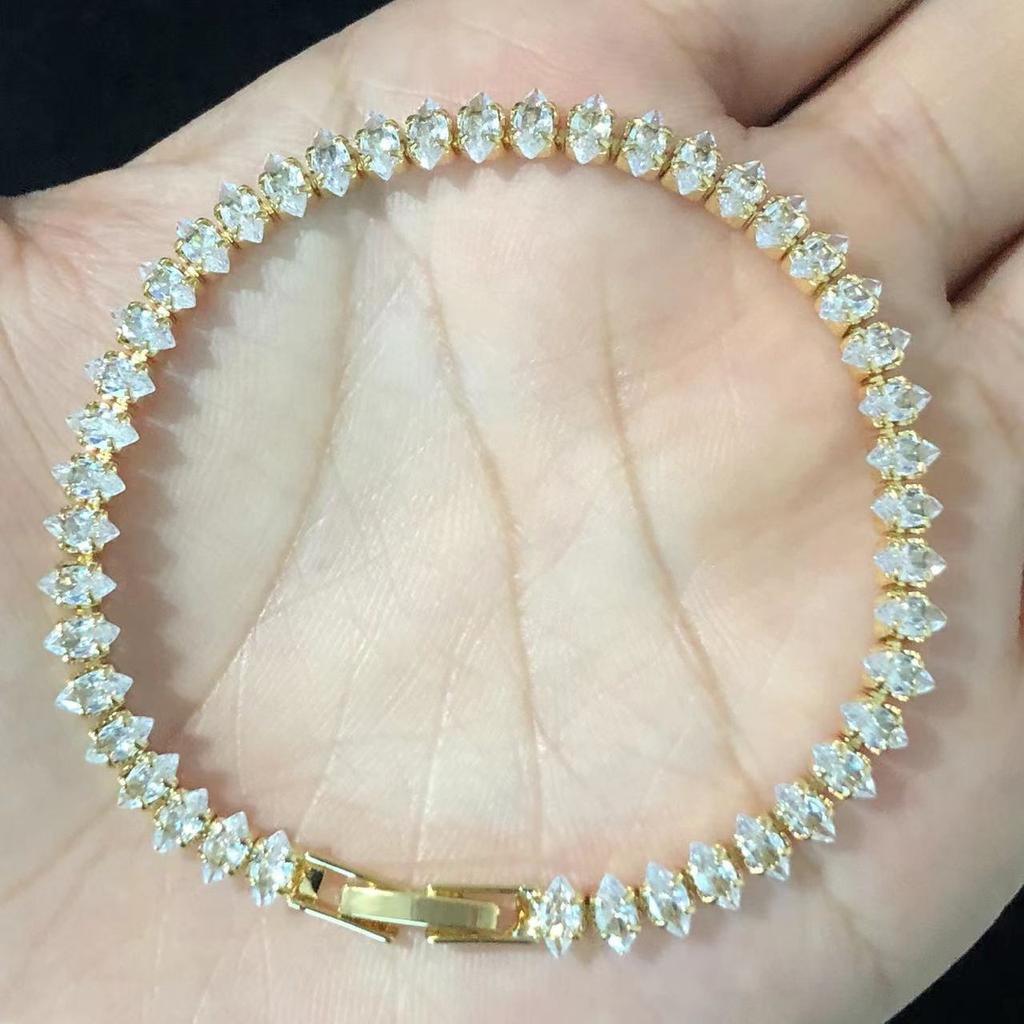 10 Colors Luxury CZ Tennis Cubic Zirconia Gold Silver Color Iced Out Chain Bracelet Bling Jewelry for Women Party Gift