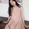 LC French high-end pink sleeveless vest dress women's summer seaside vacation loose and thin temperament